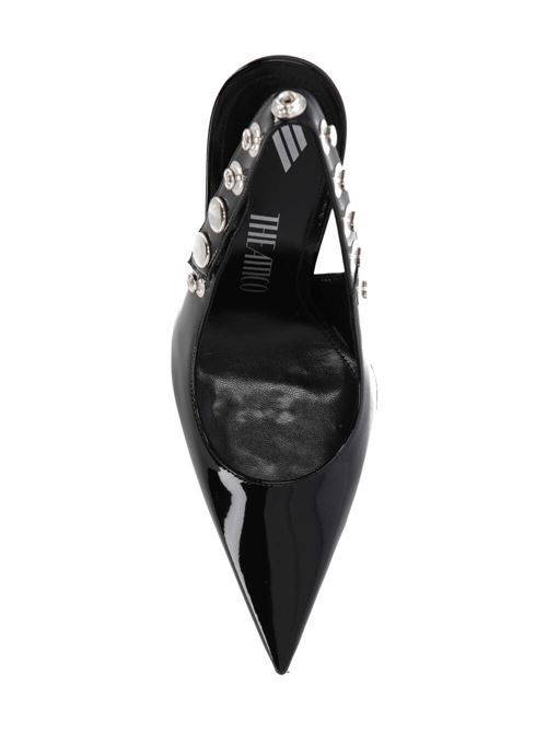 black calf leather patent finish stud embellishment THE ATTICO | 241WS775E056S100